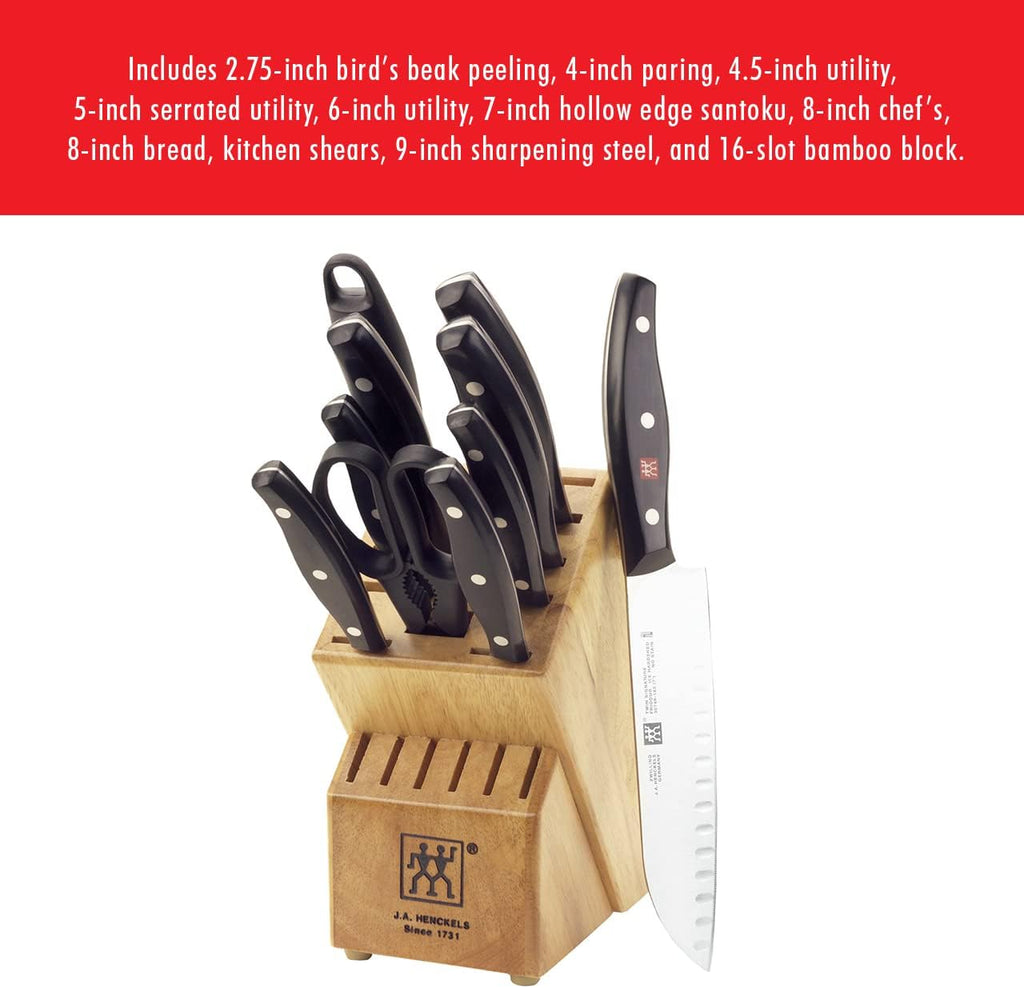 ZWILLING Twin Signature 11-Piece German Knife Set with Block, Razor-Sharp, Made in Company-Owned German Factory with Special Formula Steel perfected for almost 300 Years, Dishwasher Safe