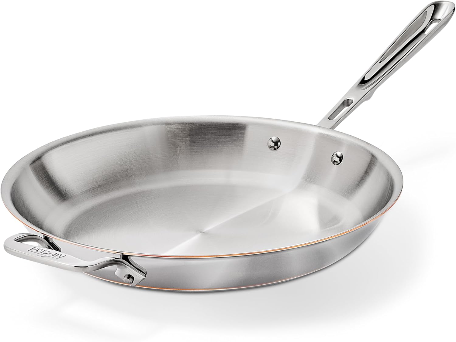 All-Clad Copper Core 5-Ply Stainless Steel Fry Pan 12 Inch Induction Oven Broiler Safe 600F Pots and Pans, Cookware Silver