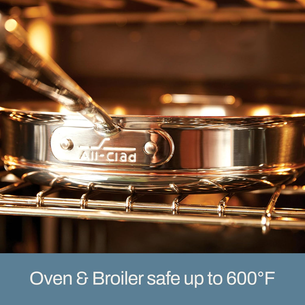 All-Clad Copper Core 5-Ply Stainless Steel Fry Pan 12 Inch Induction Oven Broiler Safe 600F Pots and Pans, Cookware Silver