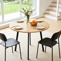 35.4in Small Dining Table, Round Dining Table with Wood Finish Steel Legs, Circle Dinner Tables for Small Space, Apartment, Office, Kitchen, for 2 to 4 Person-Natural